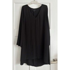 White House Black Market Dress Womens 14 Black Cold Shoulder Flowy